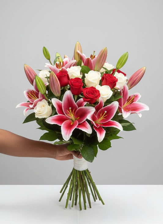 Ramo de atardecer carmesí y trébol